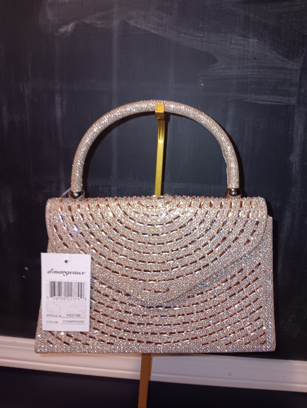 D'margeaux Sparkling Champagne Crystal Top-Handle Clutch Bag